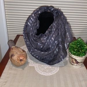 J.Crew Gray with Silver Metallic Stripes Scarf